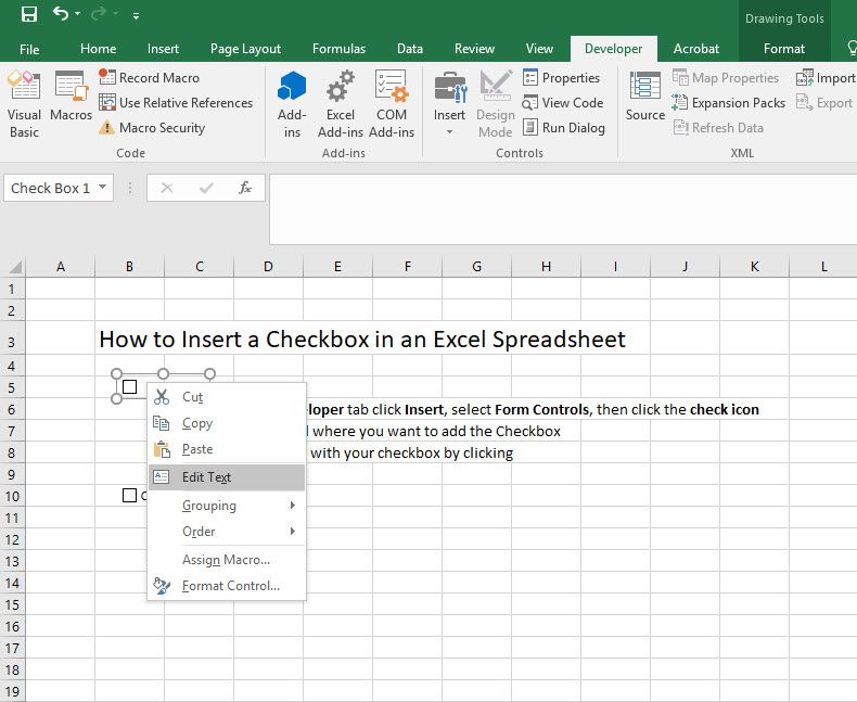 create form in excel for mac